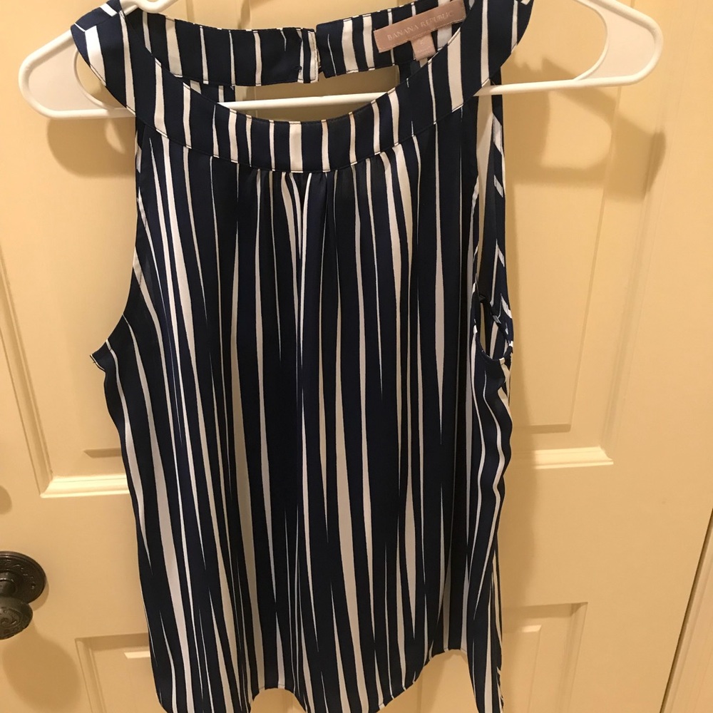 Banana republic halter top with navy blue stripes